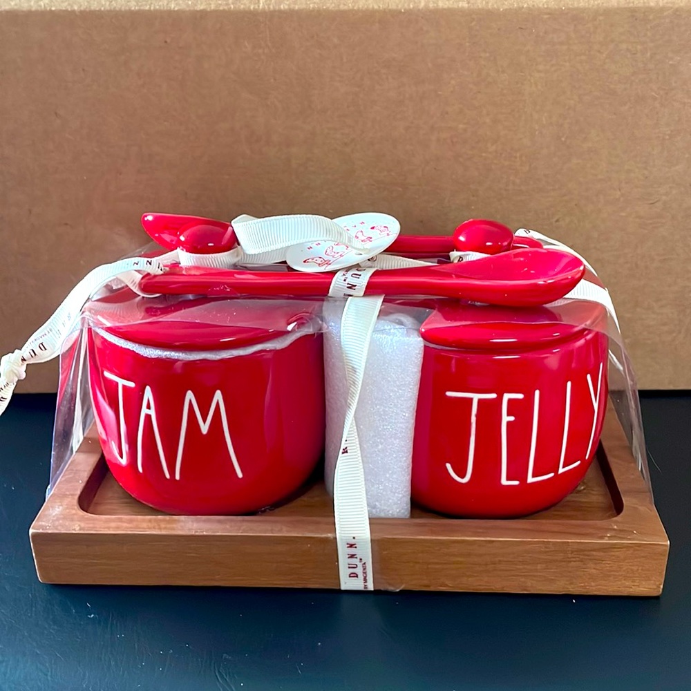 Rae Dunn Jam Jelly Jar Spoon Set Red NWT
